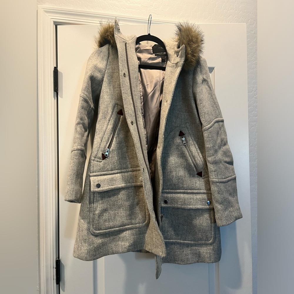 J Crew italian wool coat with detachable hood - Picture 2 of 4